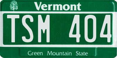VT license plate TSM404