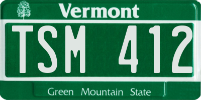 VT license plate TSM412