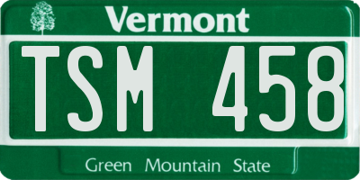 VT license plate TSM458