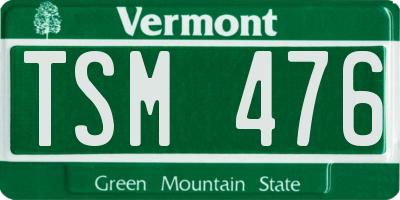 VT license plate TSM476