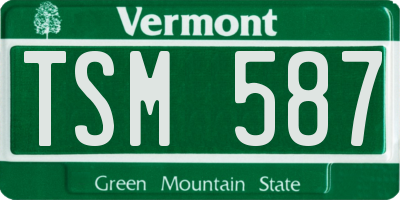 VT license plate TSM587