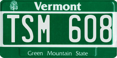VT license plate TSM608