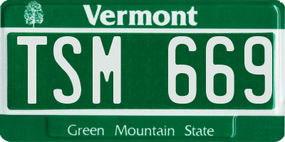 VT license plate TSM669