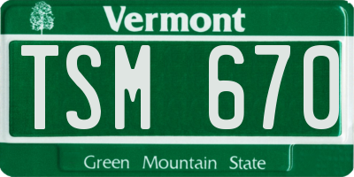VT license plate TSM670