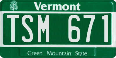 VT license plate TSM671