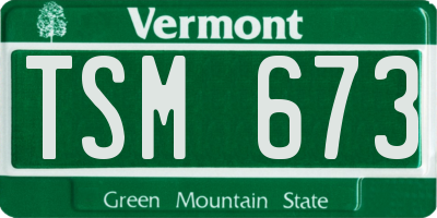 VT license plate TSM673