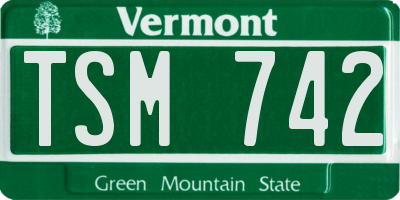 VT license plate TSM742