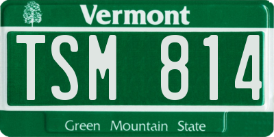 VT license plate TSM814