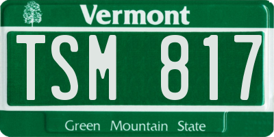 VT license plate TSM817