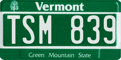 VT license plate TSM839