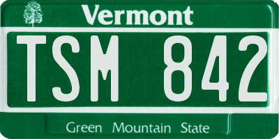 VT license plate TSM842