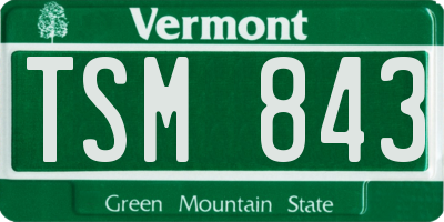 VT license plate TSM843