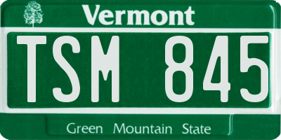 VT license plate TSM845