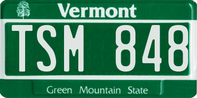 VT license plate TSM848