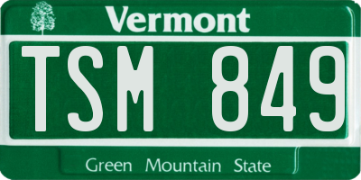 VT license plate TSM849