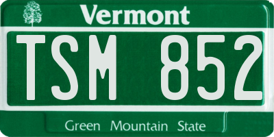 VT license plate TSM852