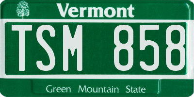 VT license plate TSM858