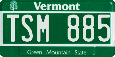 VT license plate TSM885