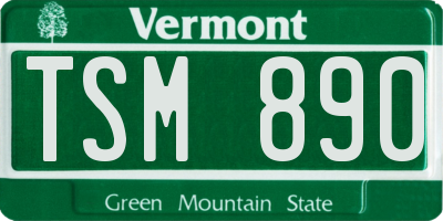 VT license plate TSM890