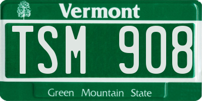 VT license plate TSM908