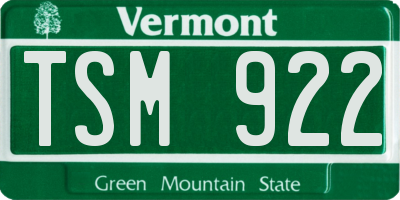 VT license plate TSM922