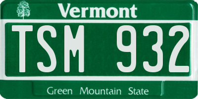 VT license plate TSM932