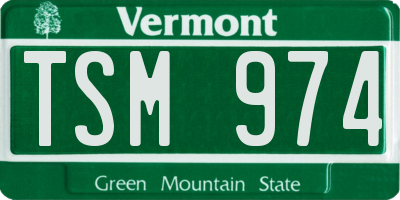 VT license plate TSM974