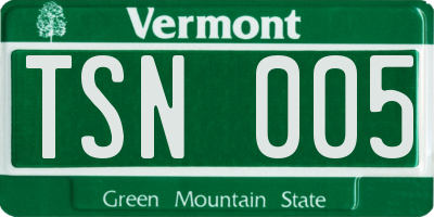 VT license plate TSN005