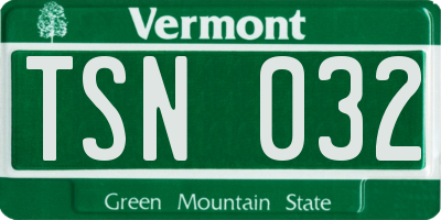 VT license plate TSN032
