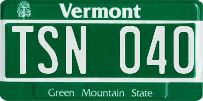 VT license plate TSN040