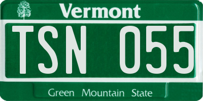 VT license plate TSN055