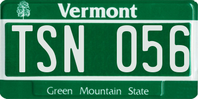 VT license plate TSN056