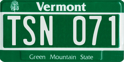 VT license plate TSN071