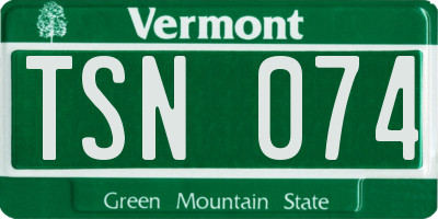 VT license plate TSN074