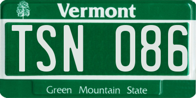 VT license plate TSN086