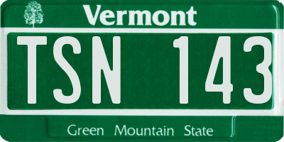 VT license plate TSN143