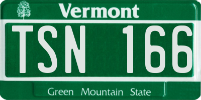 VT license plate TSN166