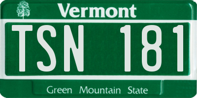 VT license plate TSN181