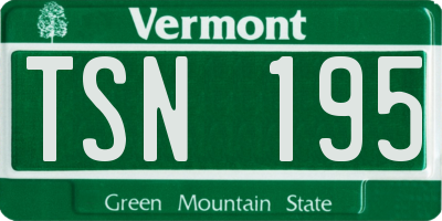 VT license plate TSN195