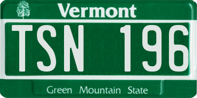 VT license plate TSN196