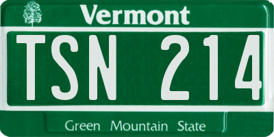 VT license plate TSN214