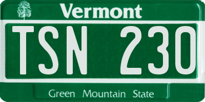 VT license plate TSN230