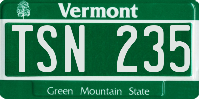 VT license plate TSN235