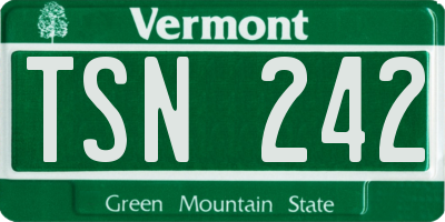VT license plate TSN242