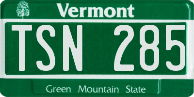 VT license plate TSN285