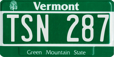 VT license plate TSN287