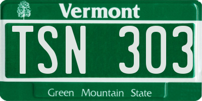 VT license plate TSN303
