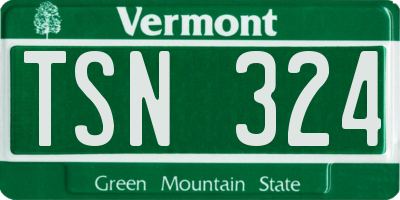 VT license plate TSN324