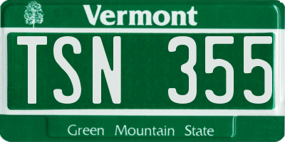 VT license plate TSN355