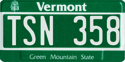 VT license plate TSN358